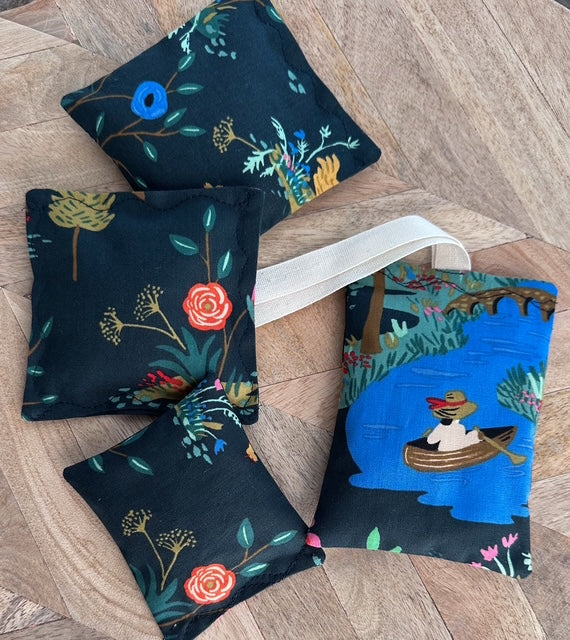 Lavender Sachets - Four-Piece Collection in English Garden Toile (Navy)