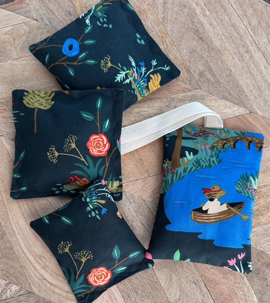 Lavender Sachets - Four-Piece Collection in English Garden Toile (Navy)