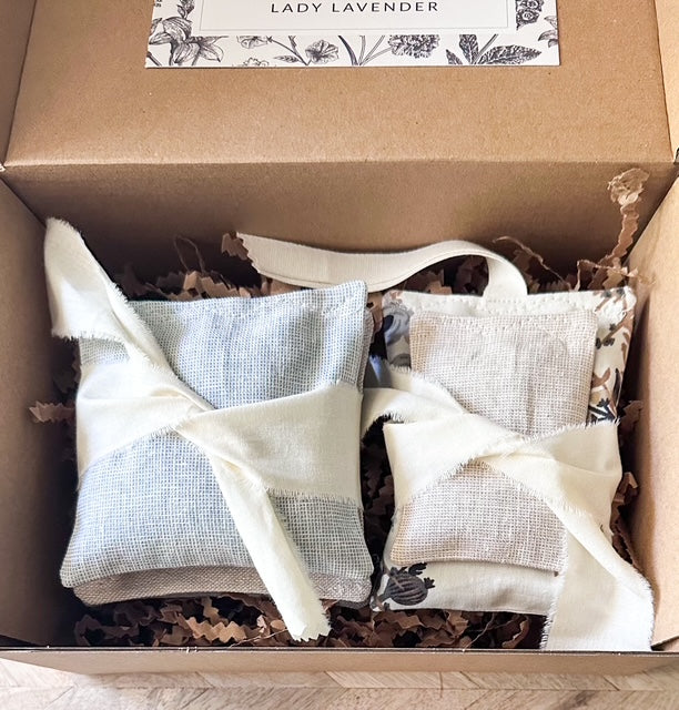 5-Piece Lavender Sachet Gift Set - Blue, Ecru, and Floral