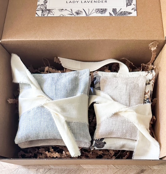 5-Piece Lavender Sachet Gift Set - Blue, Ecru, and Floral