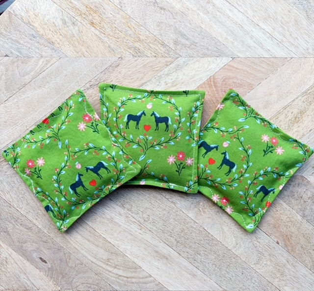 Lavender Sachet Trio - Horses in Green