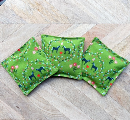 Lavender Sachet Trio - Horses in Green