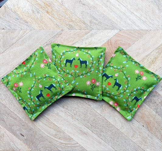 Lavender Sachet Trio - Horses in Green