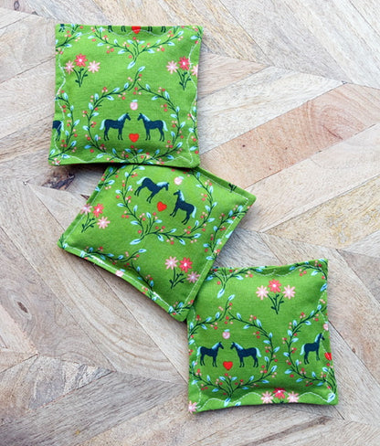 Lavender Sachet Trio - Horses in Green