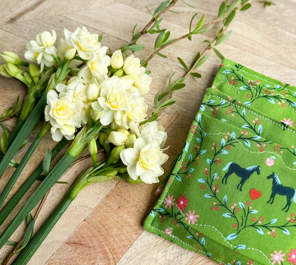 Lavender Sachet Trio - Horses in Green
