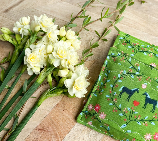 Lavender Sachet Trio - Horses in Green