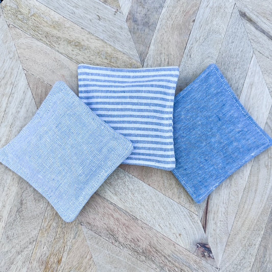 Lavender Sachet Trio - Shades of Blue (Solid and Stripe)