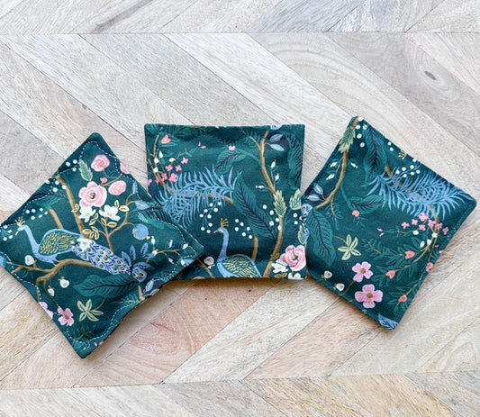 Lavender Sachet Trio - Peacock Floral in Dark Green