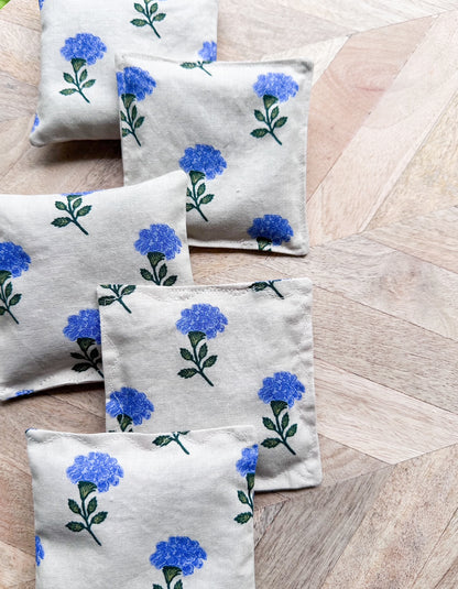 Lavender Sachet Set of 5 - Blue Cornflower Print