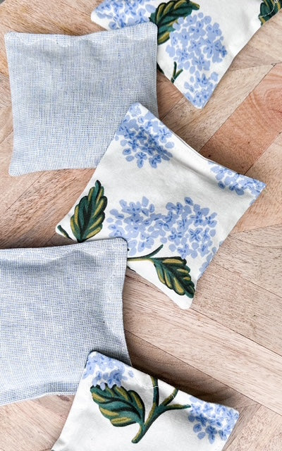 Lavender Sachet Set of 5 - Hydrangea Print and Blues