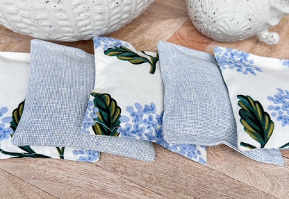 Lavender Sachet Set of 5 - Hydrangea Print and Blues