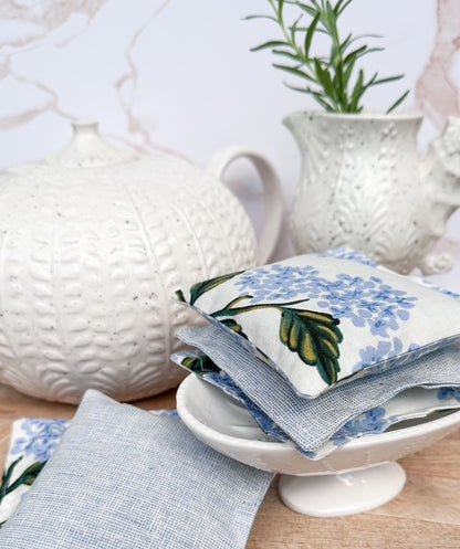 Lavender Sachet Set of 5 - Hydrangea Print and Blues